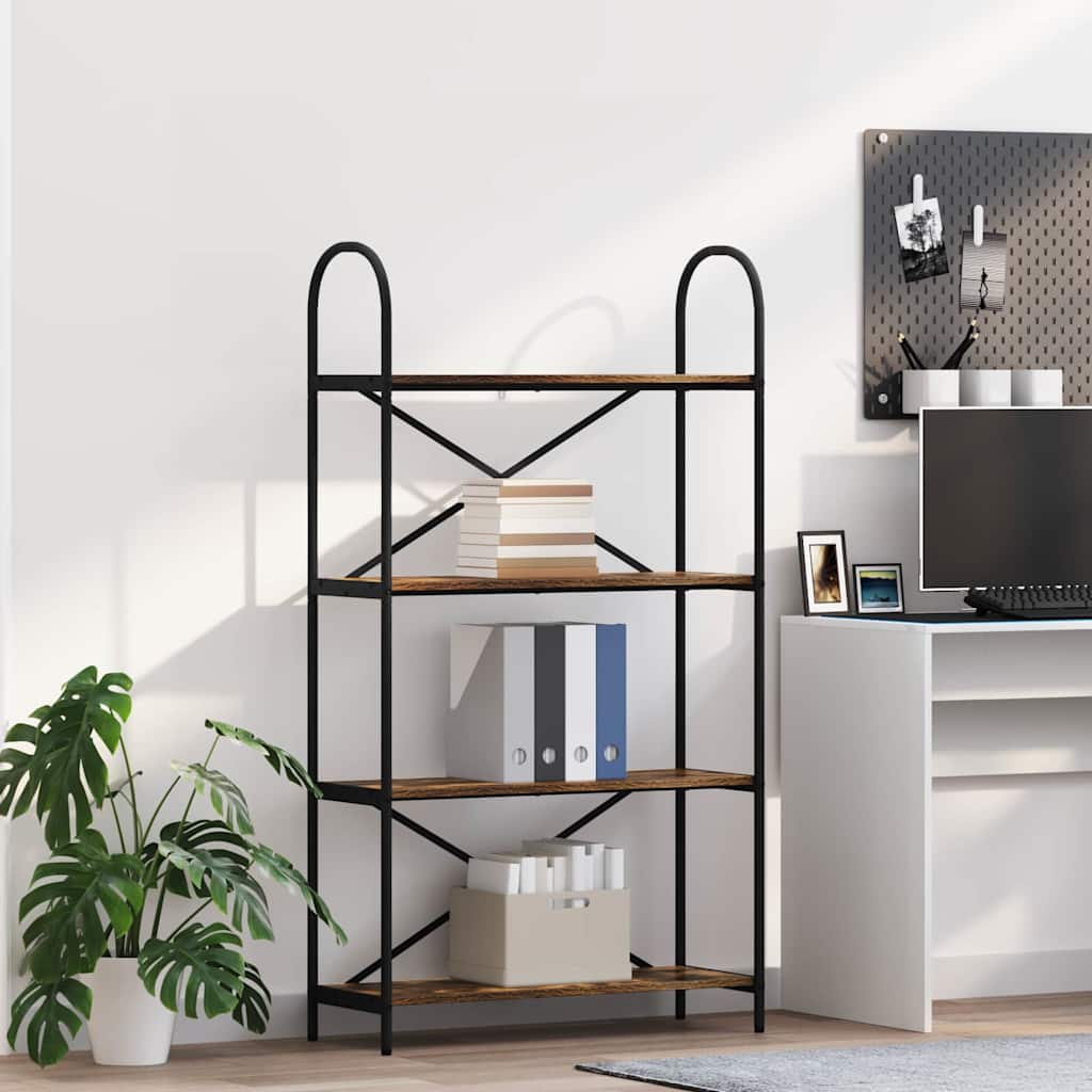 Könyvespolc 4 szintes 80 x 30 x 146 cm Szerelt fa Füstölt tölgy