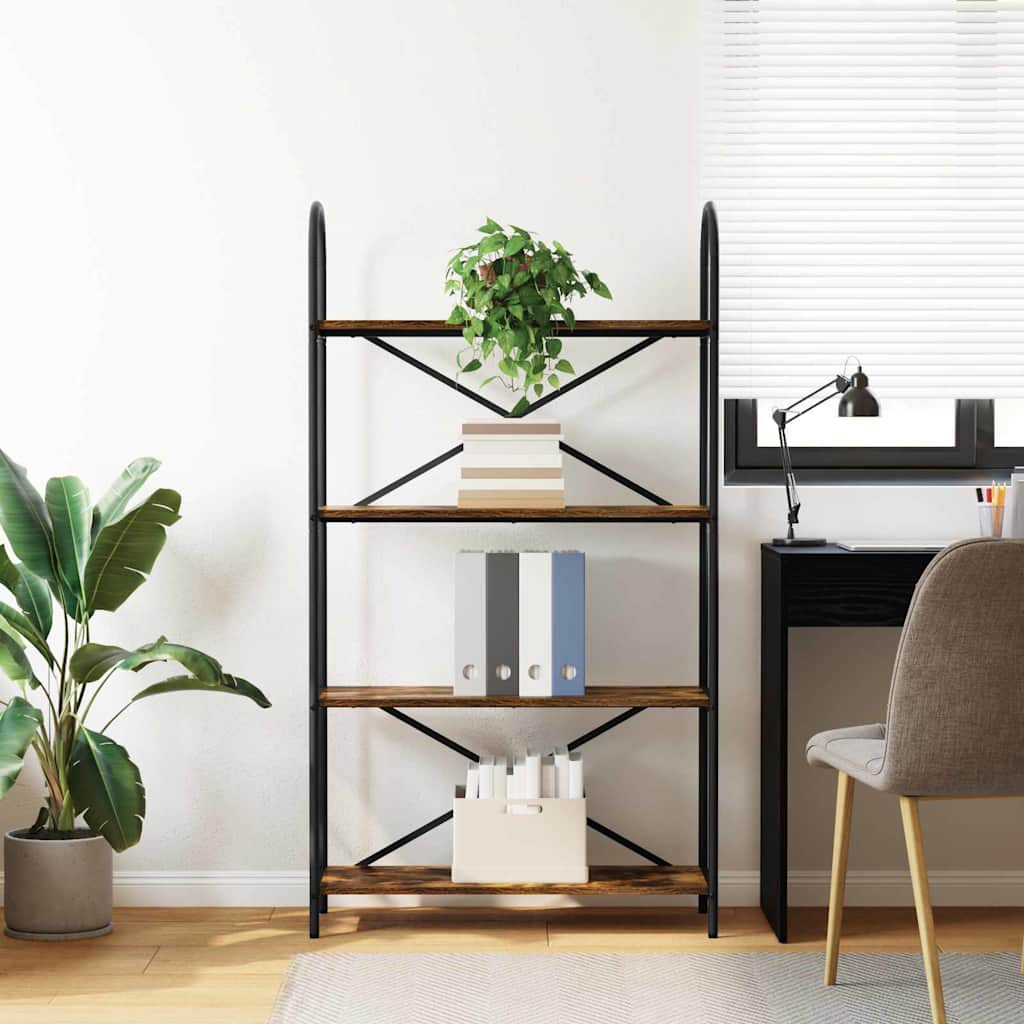 Könyvespolc 4 szintes 80 x 30 x 146 cm Szerelt fa Füstölt tölgy