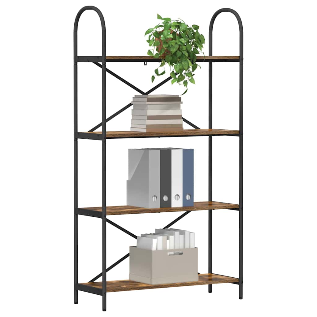 Könyvespolc 4 szintes 80 x 30 x 146 cm Szerelt fa Füstölt tölgy