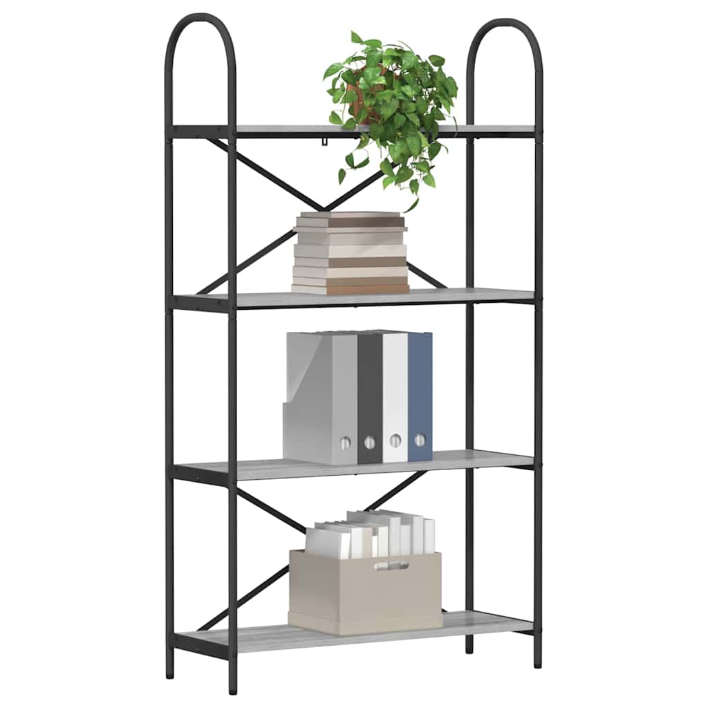 Könyvespolc 4 szintes 80 x 30 x 146 cm Szerelt fa Szürke Sonoma