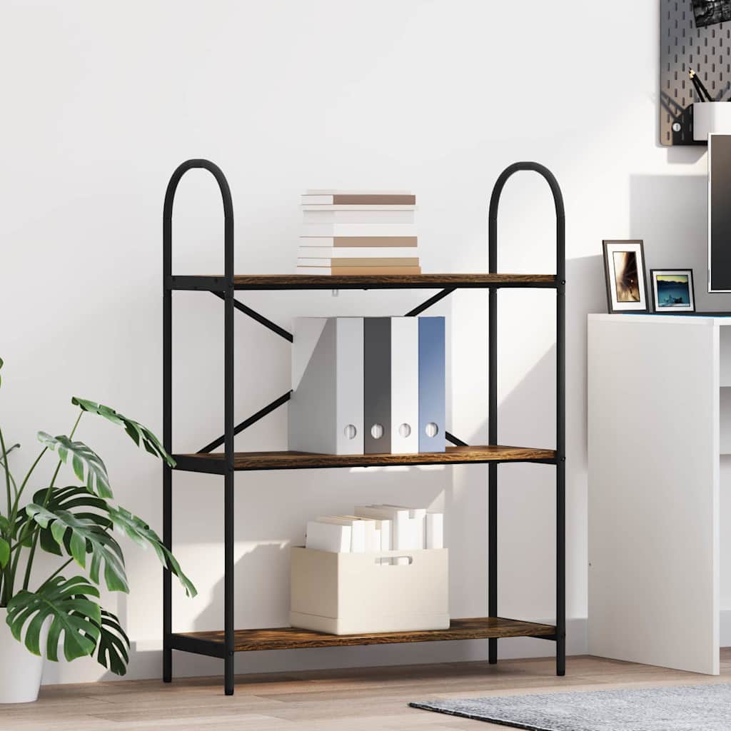 Könyvespolc 3 szintes 80 x 30 x 109 cm Szerelt fa Füstölt tölgy
