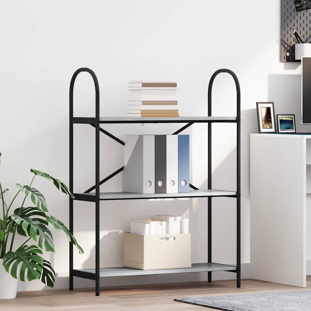 Könyvespolc 3 szintes 80 x 30 x 109 cm Szerelt fa Szürke Sonoma