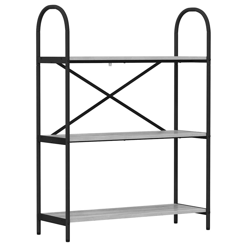 Könyvespolc 3 szintes 80 x 30 x 109 cm Szerelt fa Szürke Sonoma