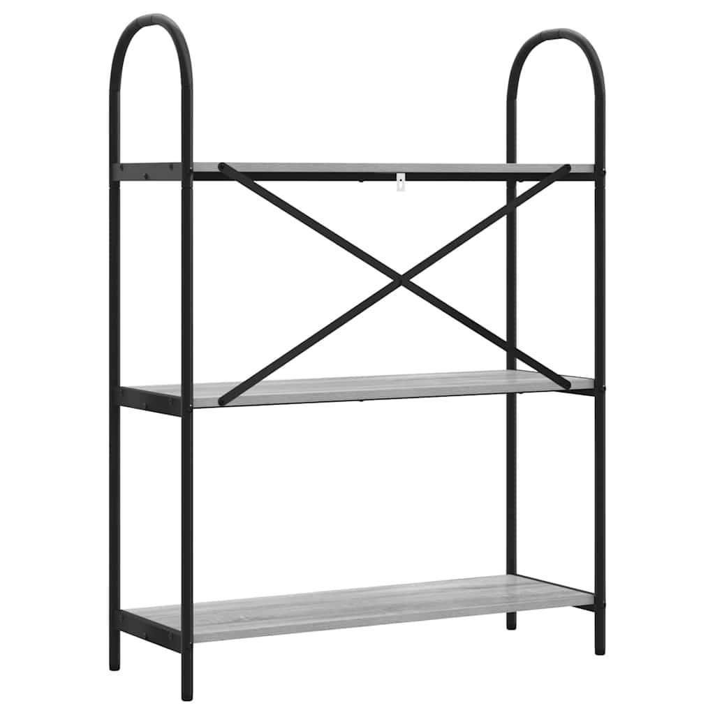Könyvespolc 3 szintes 80 x 30 x 109 cm Szerelt fa Szürke Sonoma