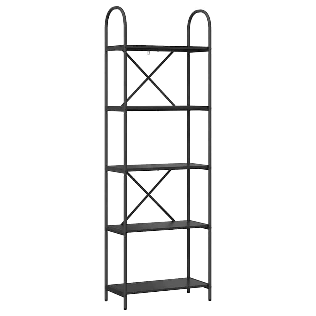 Könyvespolc 5 szintes 60 x 30 x 183 cm Szerelt fa Fekete tölgy