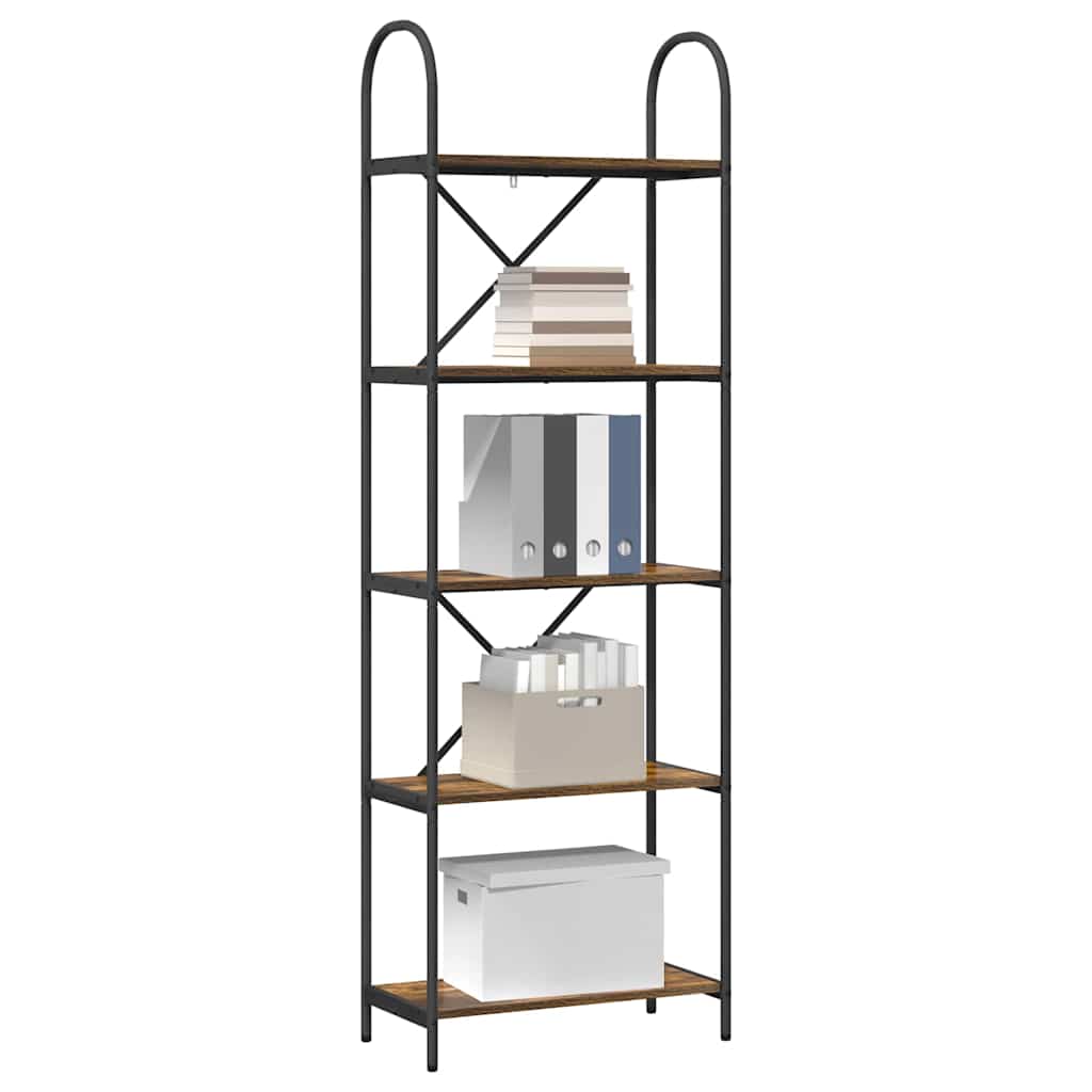Könyvespolc 5 szintes 60 x 30 x 183 cm Szerelt fa Füstölt tölgy
