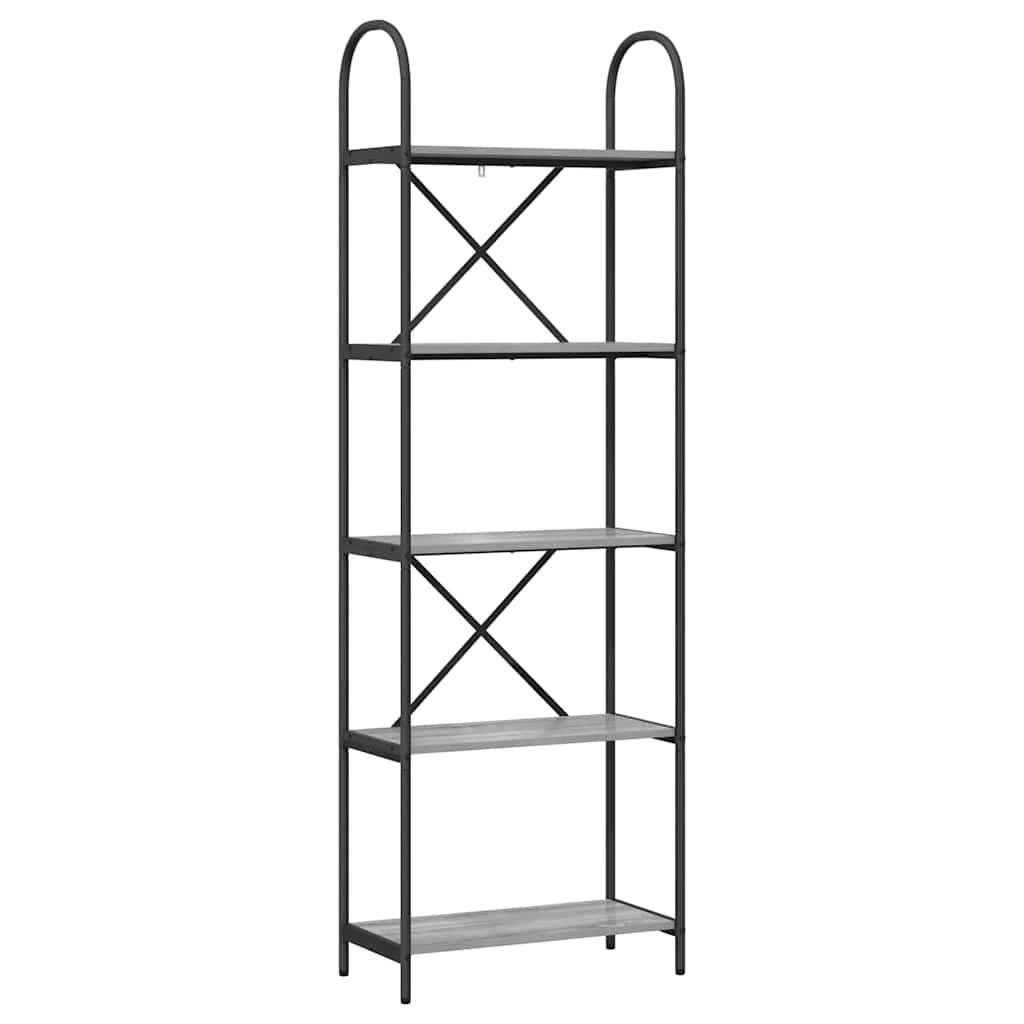 Könyvespolc 5 szintes 60 x 30 x 183 cm Szerelt fa Szürke Sonoma