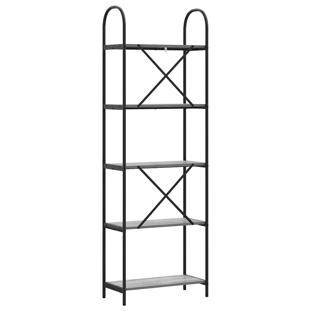 Könyvespolc 5 szintes 60 x 30 x 183 cm Szerelt fa Szürke Sonoma