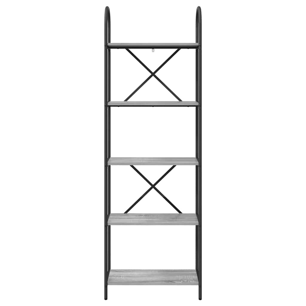 Könyvespolc 5 szintes 60 x 30 x 183 cm Szerelt fa Szürke Sonoma