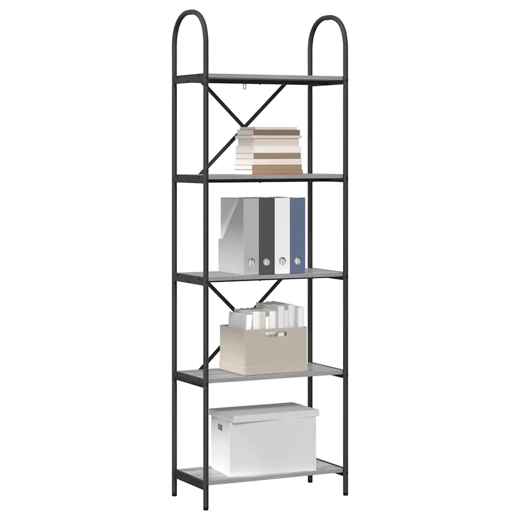 Könyvespolc 5 szintes 60 x 30 x 183 cm Szerelt fa Szürke Sonoma