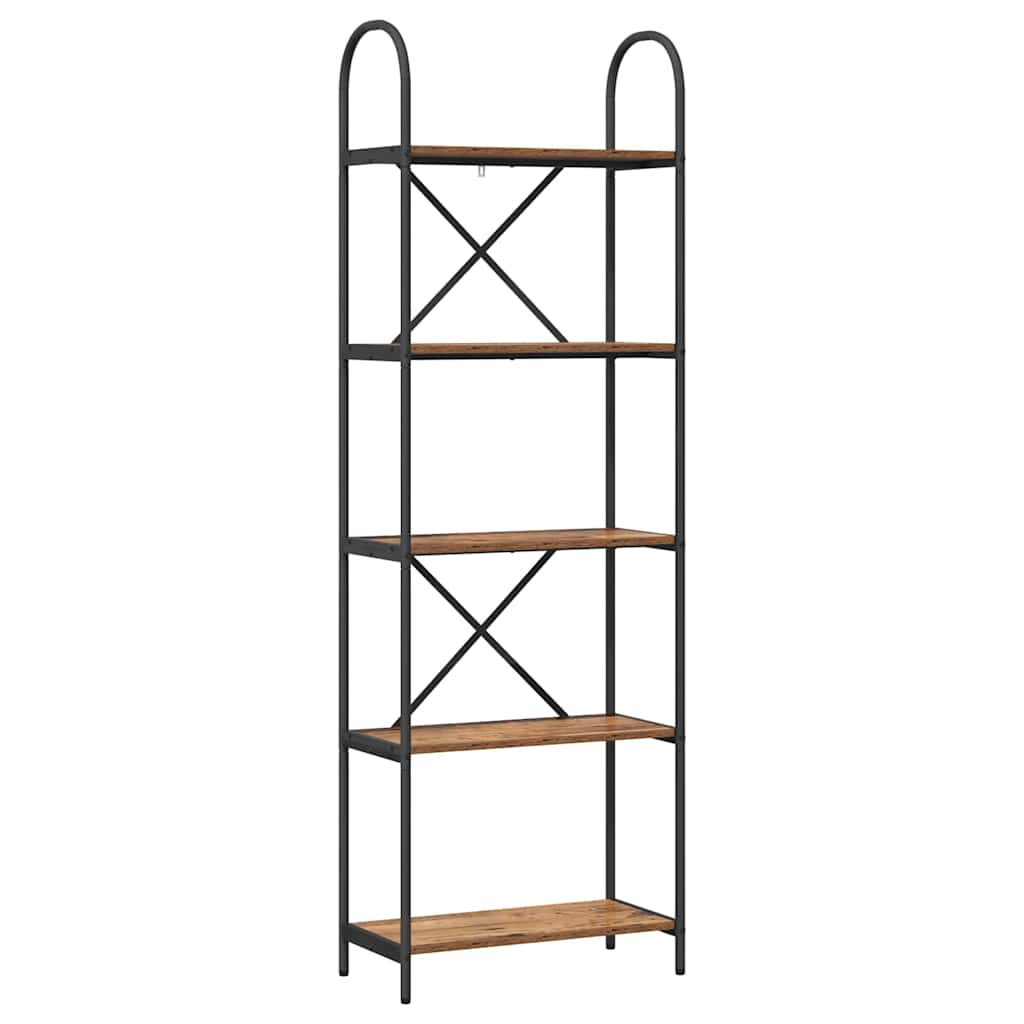 Könyvespolc 5 szintes 60 x 30 x 183 cm Szerelt fa Öreg fa