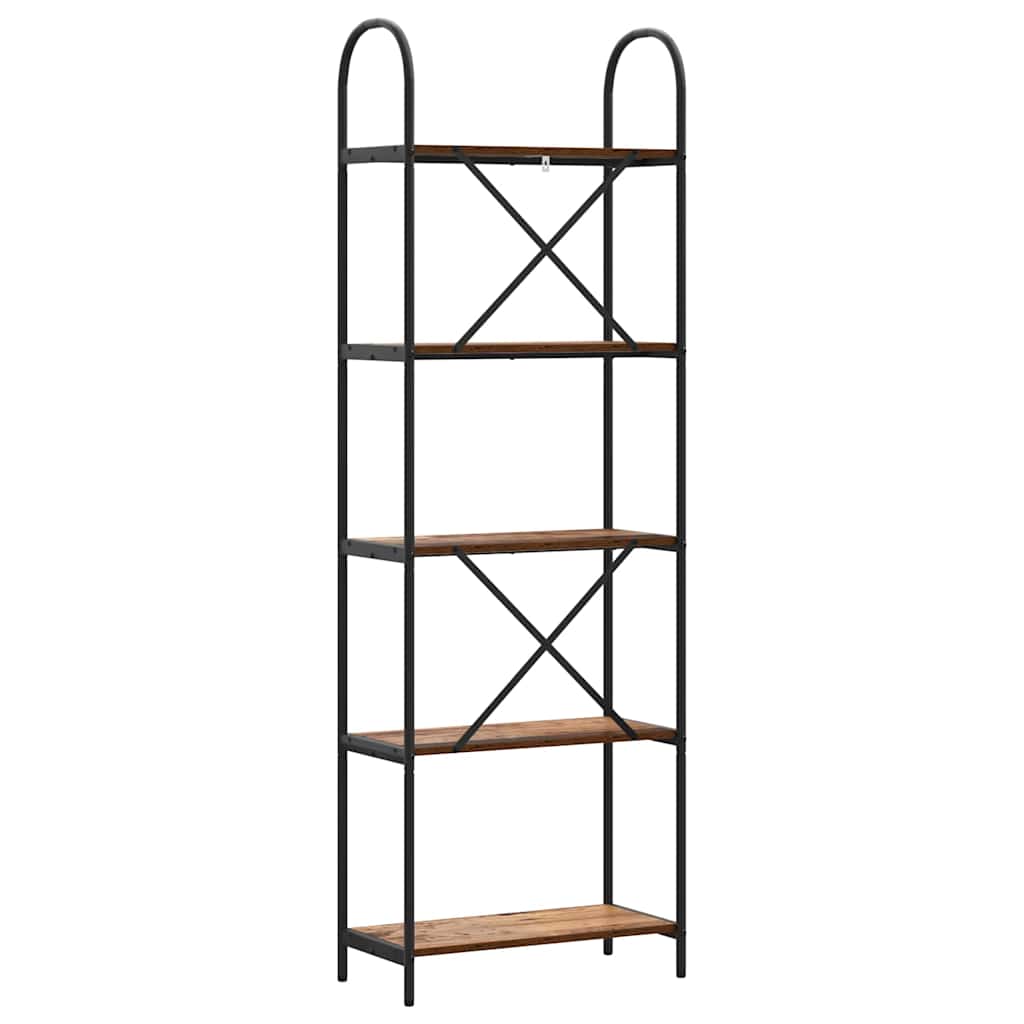 Könyvespolc 5 szintes 60 x 30 x 183 cm Szerelt fa Öreg fa