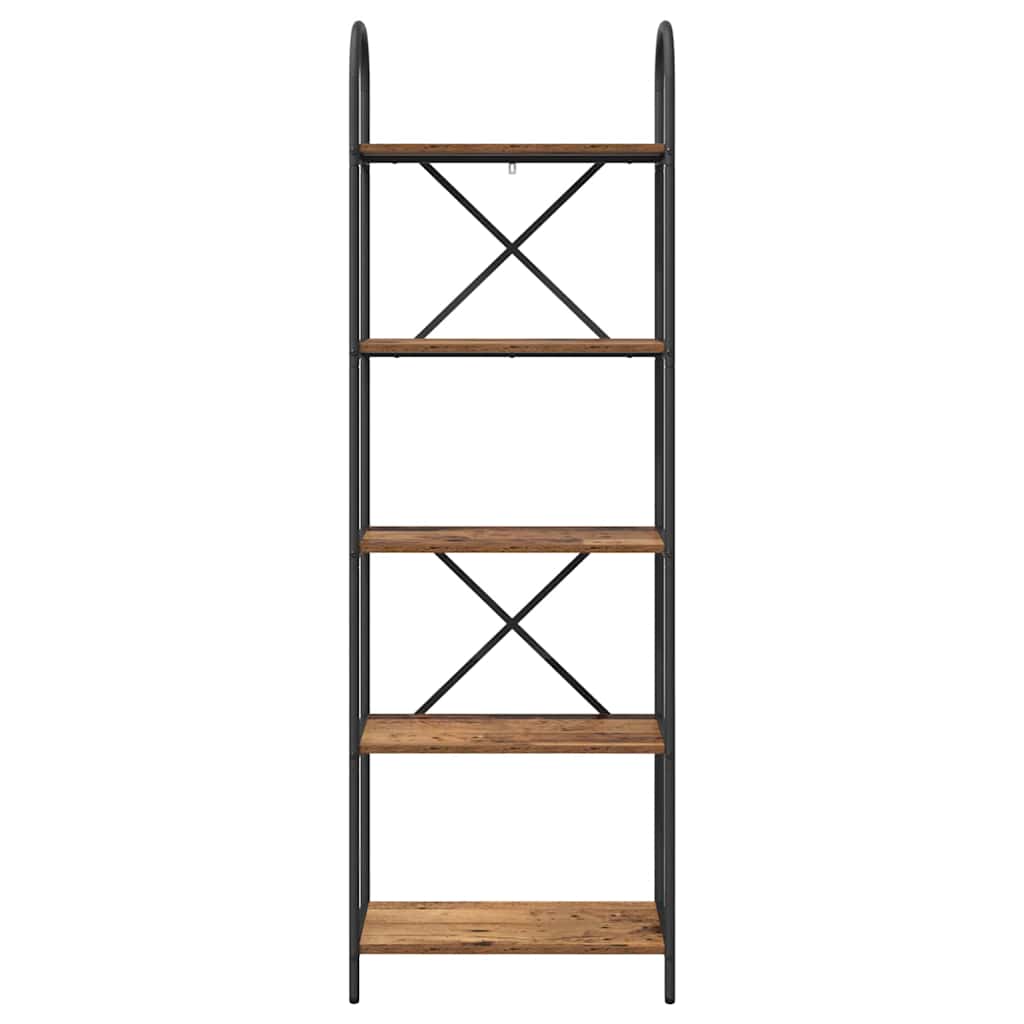 Könyvespolc 5 szintes 60 x 30 x 183 cm Szerelt fa Öreg fa