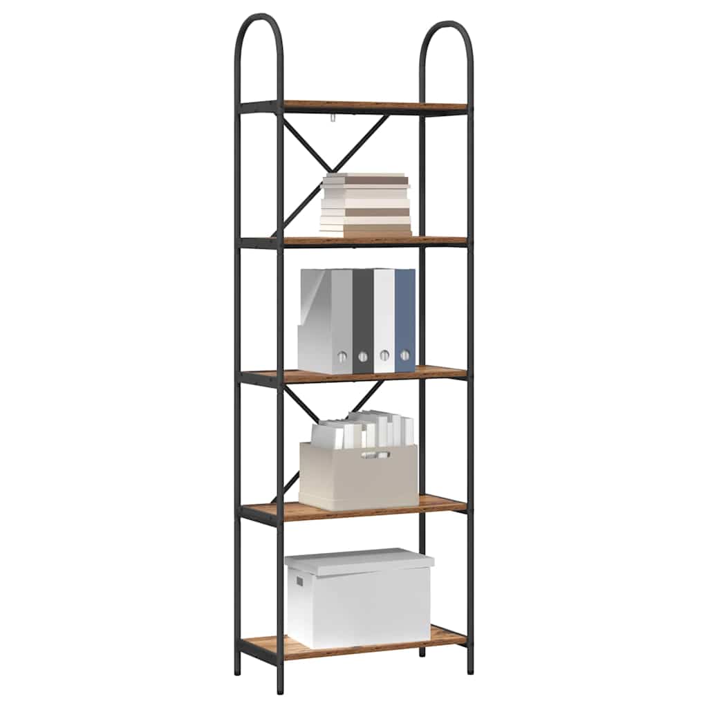 Könyvespolc 5 szintes 60 x 30 x 183 cm Szerelt fa Öreg fa