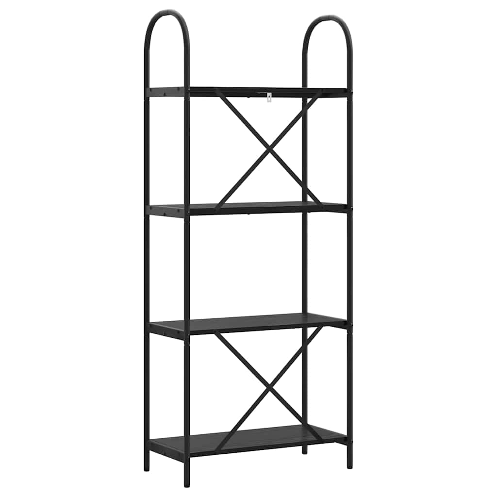 Könyvespolc 4 szintes 60 x 30 x 146 cm Szerelt fa Fekete tölgy
