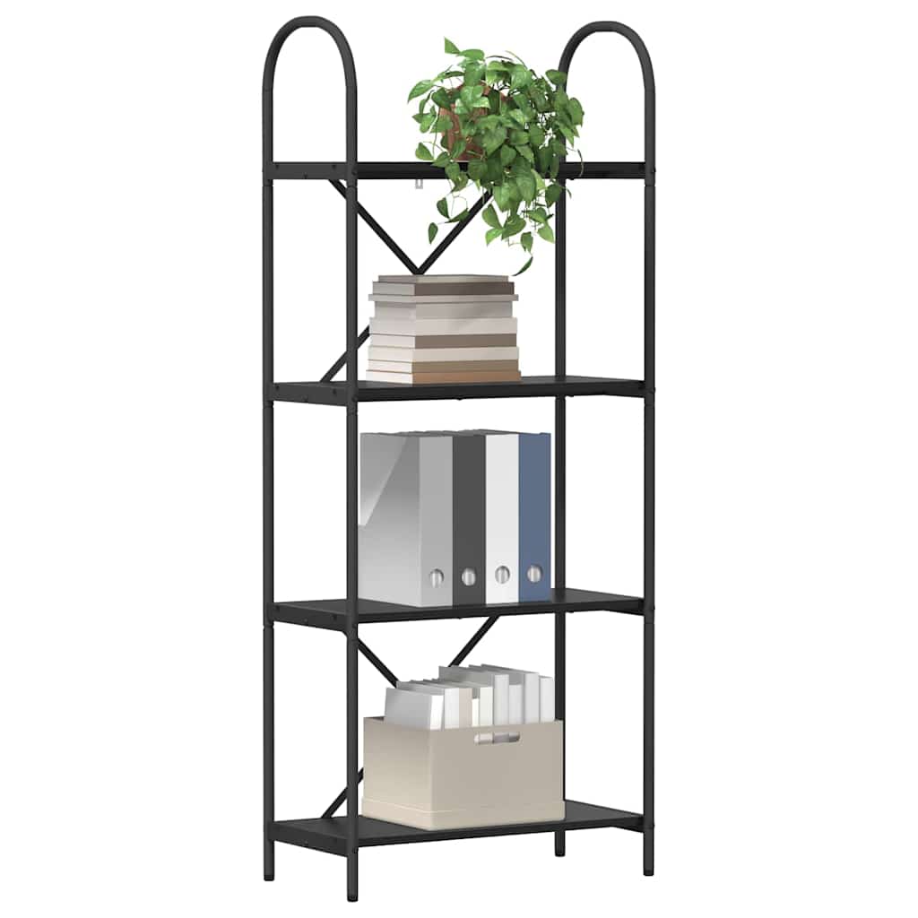Könyvespolc 4 szintes 60 x 30 x 146 cm Szerelt fa Fekete tölgy