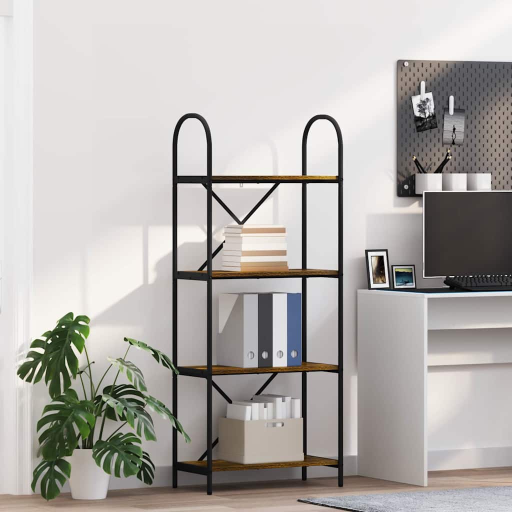 Könyvespolc 4 szintes 60 x 30 x 146 cm Szerelt fa Füstölt tölgy