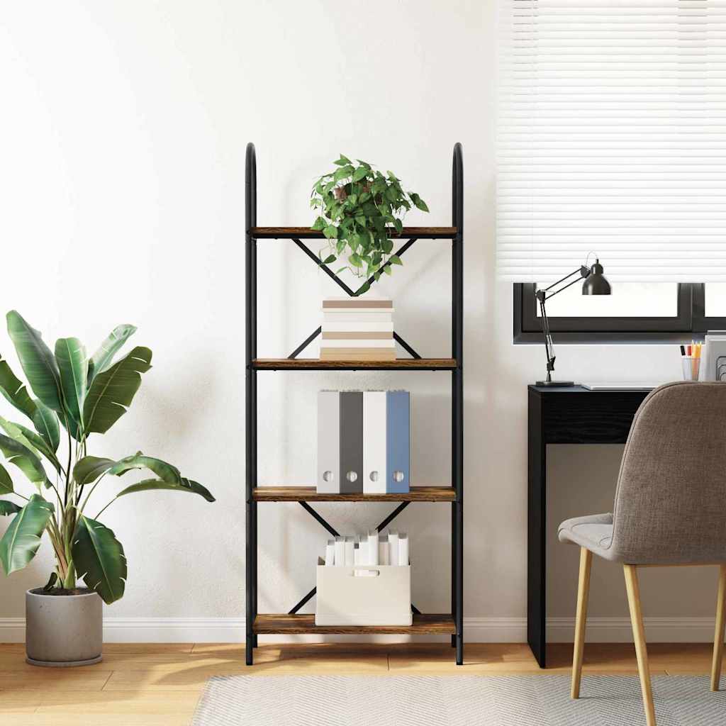 Könyvespolc 4 szintes 60 x 30 x 146 cm Szerelt fa Füstölt tölgy