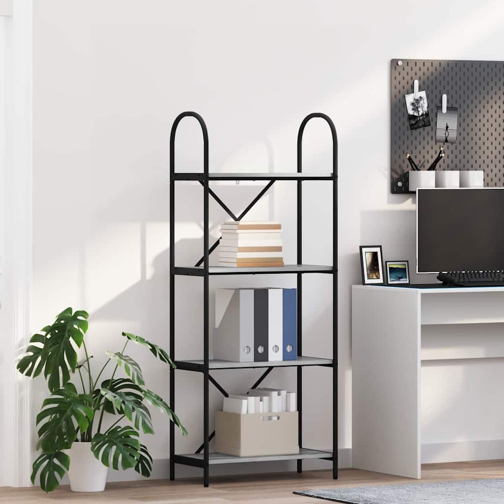 Könyvespolc 4 szintes 60 x 30 x 146 cm Szerelt fa Szürke Sonoma