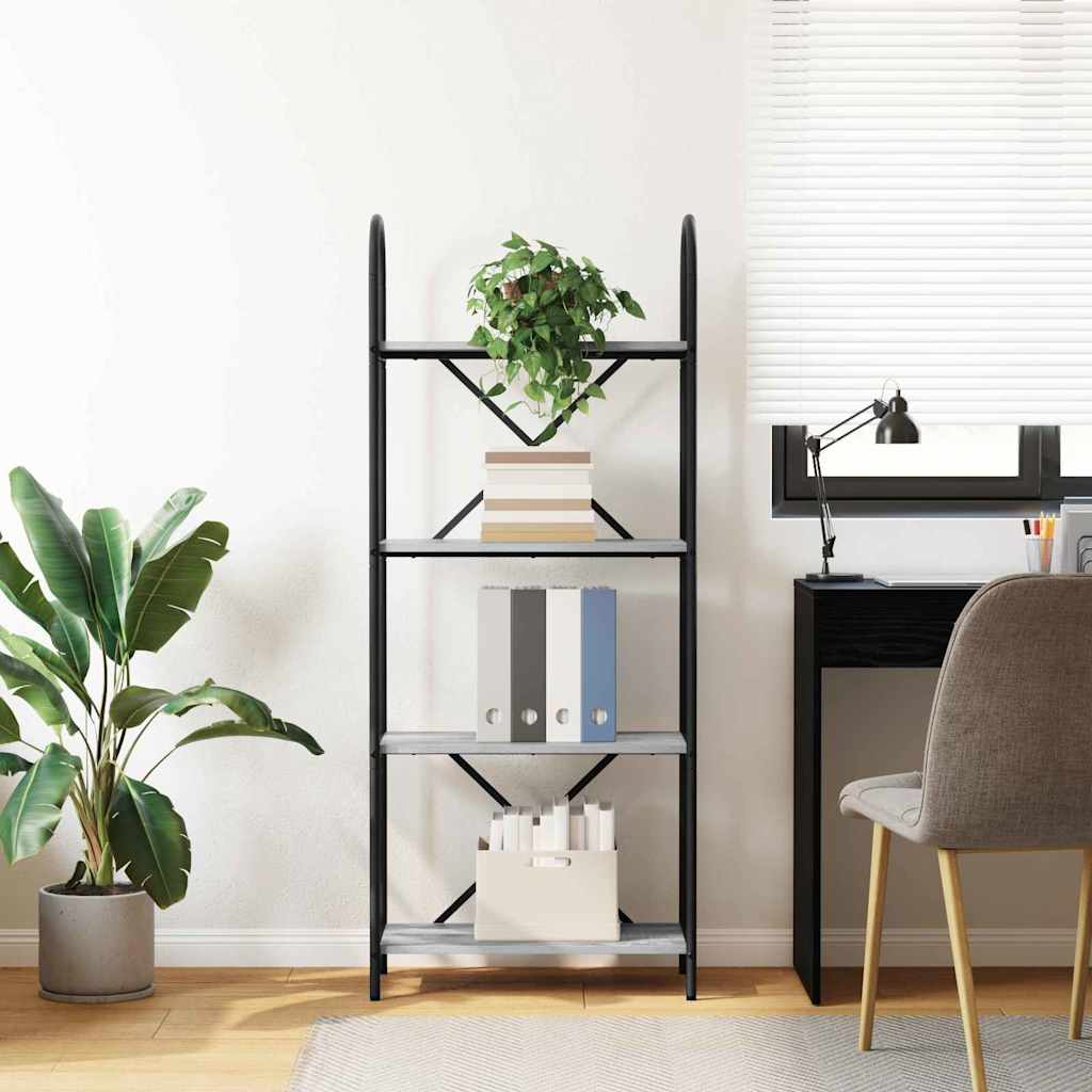 Könyvespolc 4 szintes 60 x 30 x 146 cm Szerelt fa Szürke Sonoma