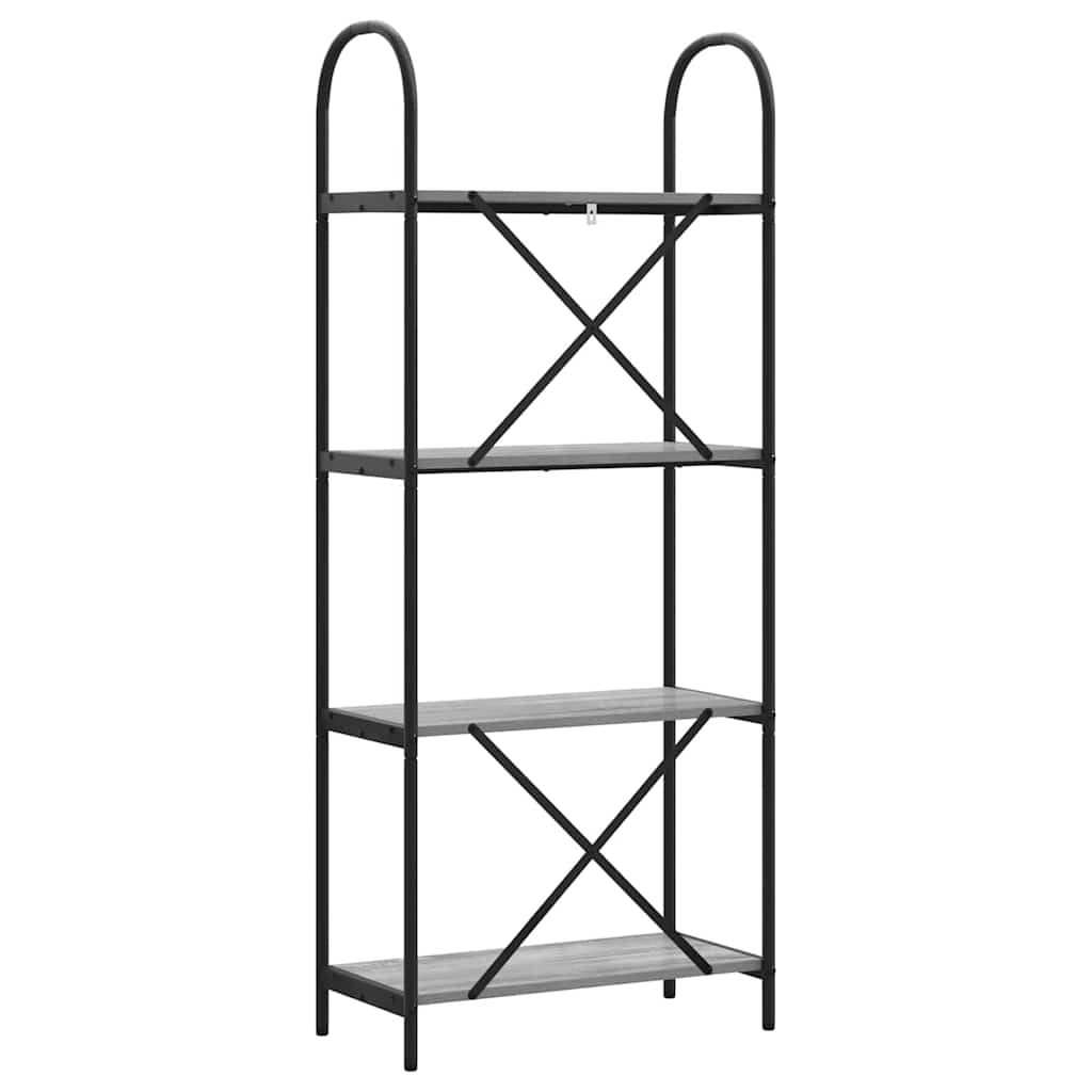 Könyvespolc 4 szintes 60 x 30 x 146 cm Szerelt fa Szürke Sonoma