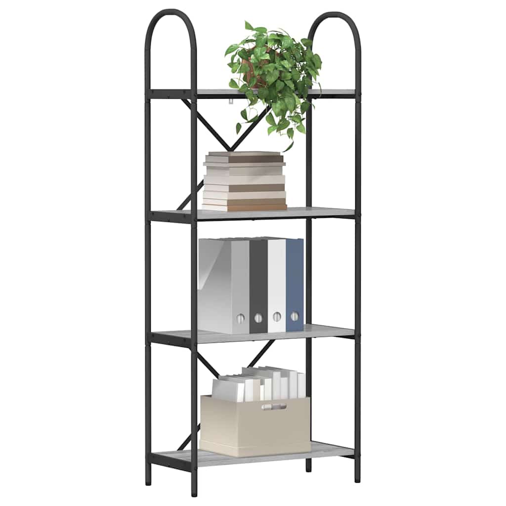 Könyvespolc 4 szintes 60 x 30 x 146 cm Szerelt fa Szürke Sonoma
