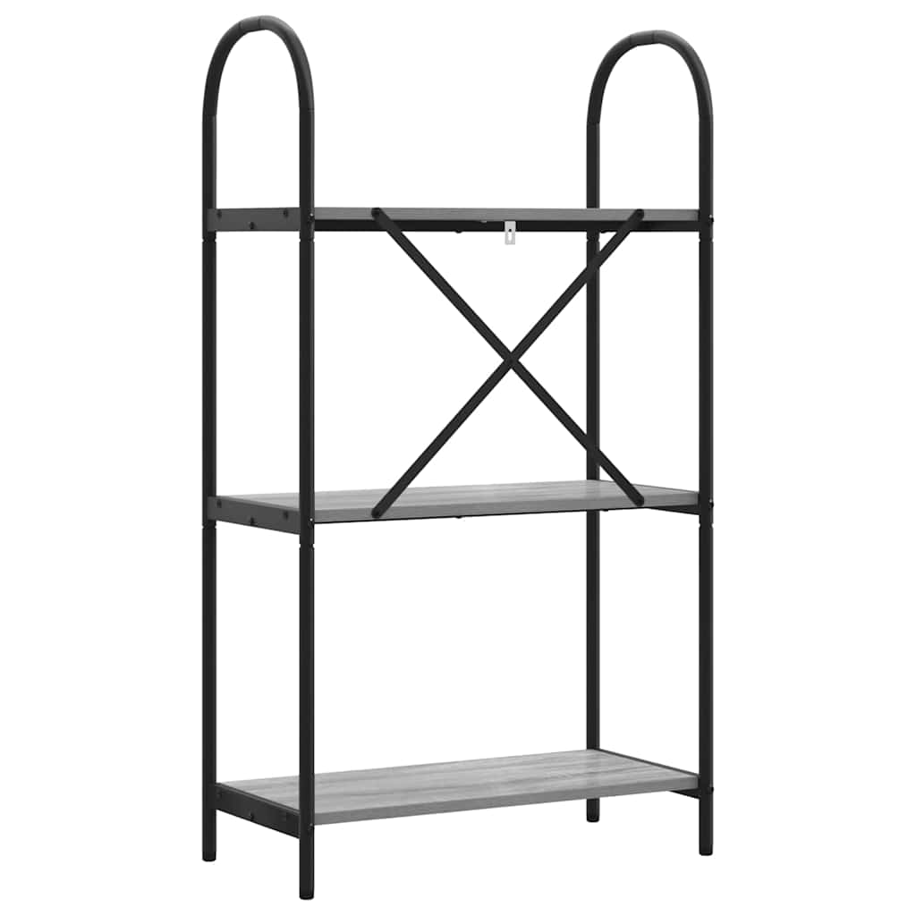 Könyvespolc 3 szintes 60 x 30 x 109 cm Szerelt fa Szürke Sonoma