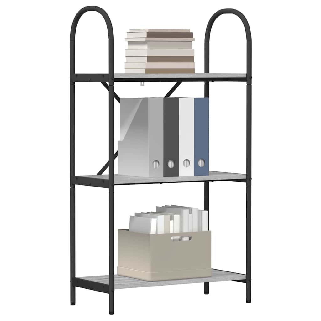 Könyvespolc 3 szintes 60 x 30 x 109 cm Szerelt fa Szürke Sonoma