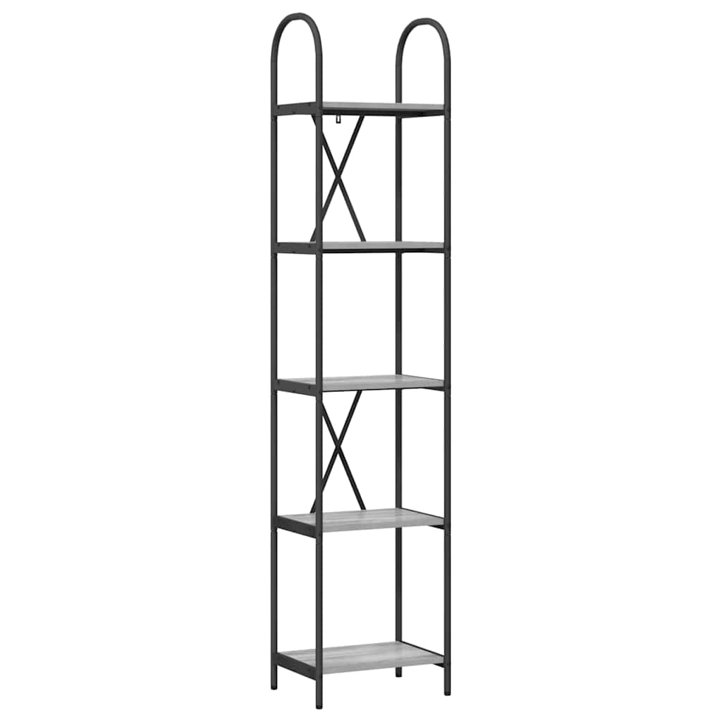 Könyvespolc 5 szintes 40 x 30 x 183 cm Szerelt fa Szürke Sonoma