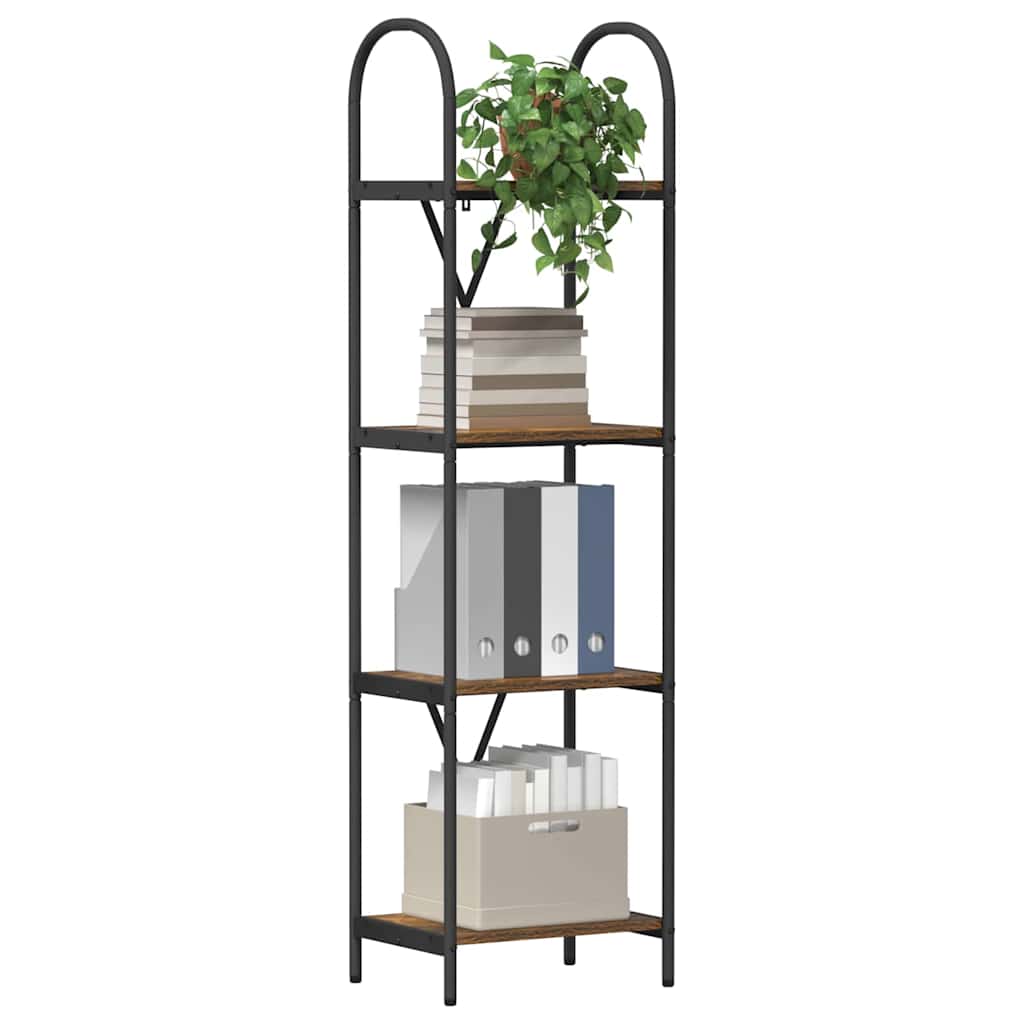 Könyvespolc 4 szintes 40 x 30 x 146 cm Szerelt fa Füstölt tölgy