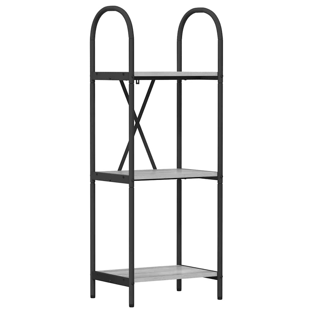 Könyvespolc 3 szintes 40 x 30 x 109 cm Szerelt fa Szürke Sonoma