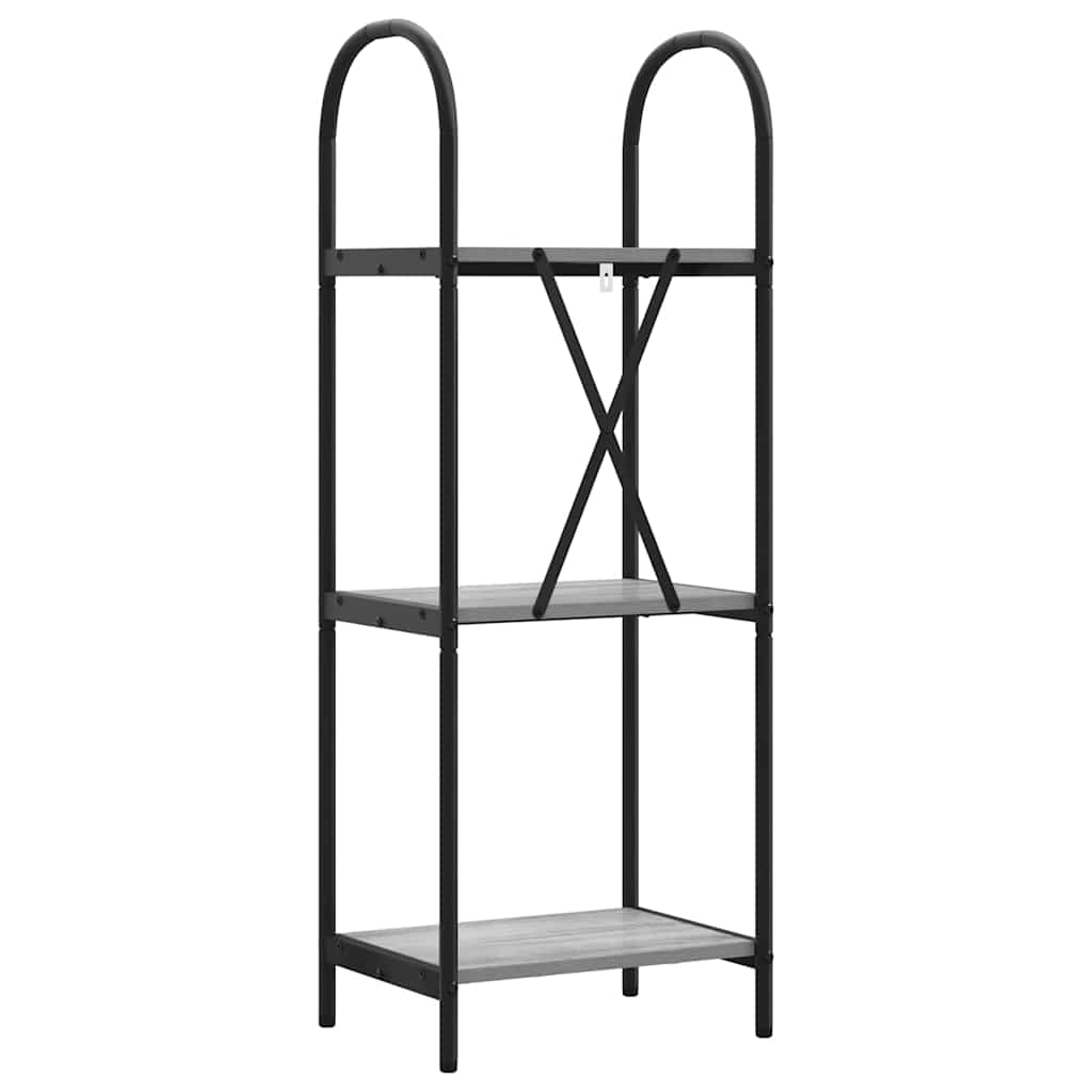 Könyvespolc 3 szintes 40 x 30 x 109 cm Szerelt fa Szürke Sonoma