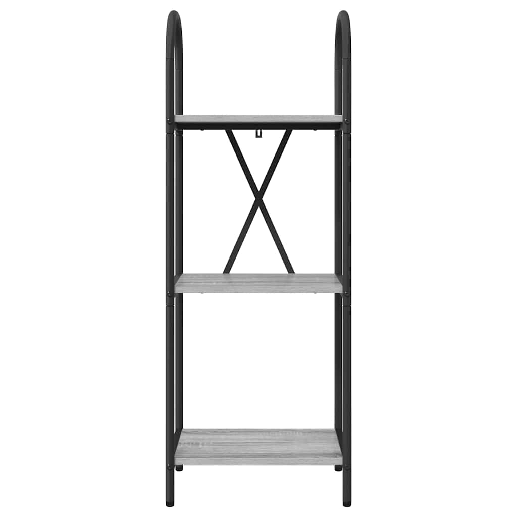Könyvespolc 3 szintes 40 x 30 x 109 cm Szerelt fa Szürke Sonoma