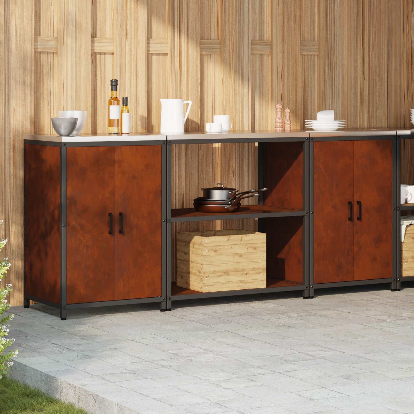 Konyhai Tároló Készlet HATTEM 3 pcs Rozsdás Időjárásálló acél