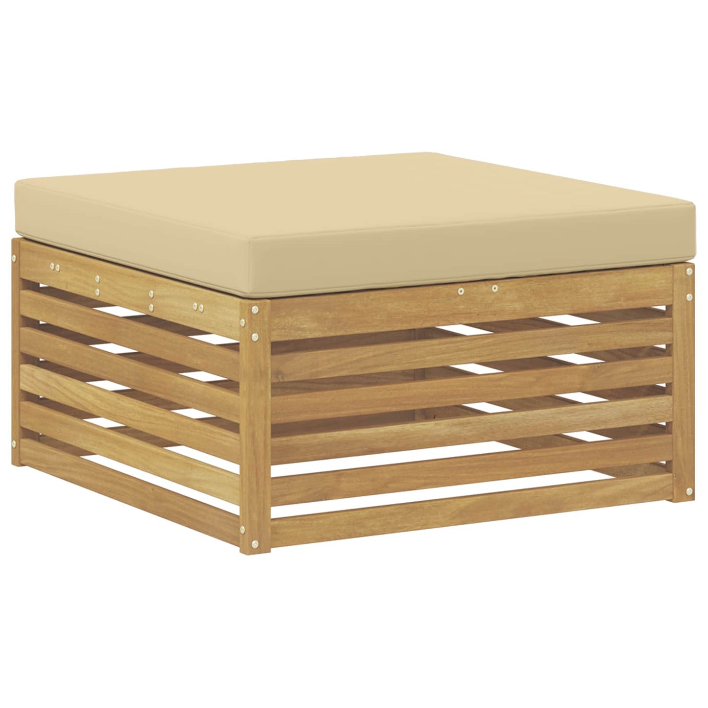 Kültéri kanapé szett 6 db Fehér és Bézs Tömör Akácfa