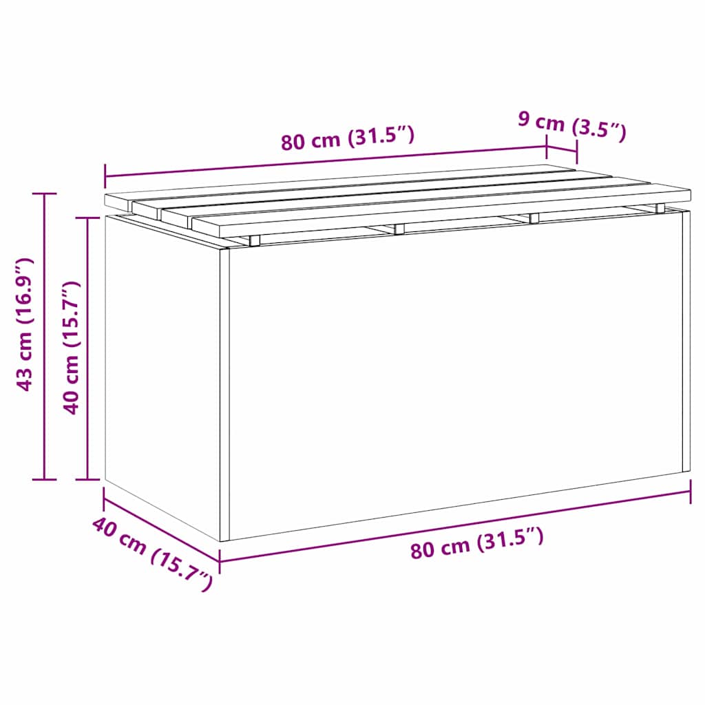 Kerti pad Fehér 80 x 40 x 43 cm Acél