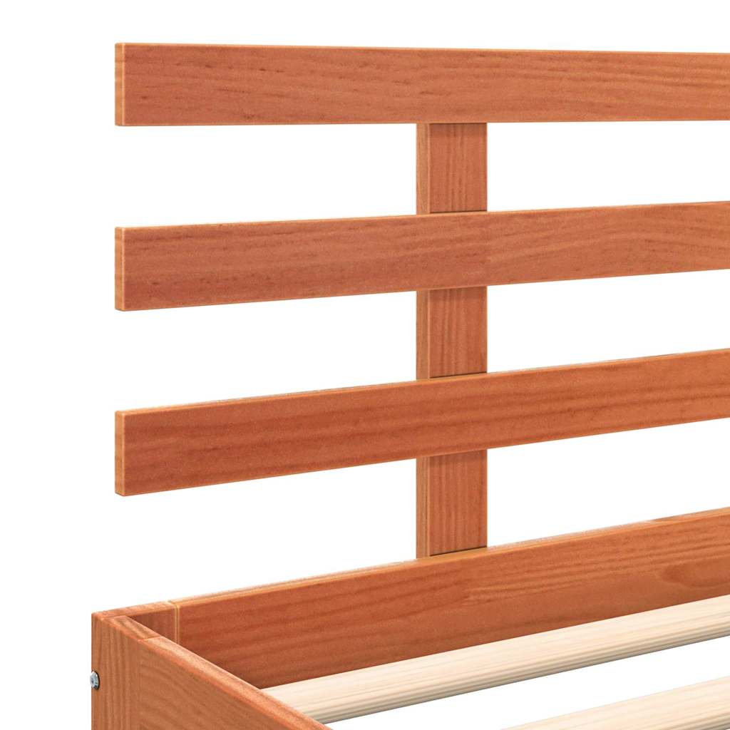 Ágykeret Faggyú barna 203.5 x 205.5 x 69.5 cm Tömör fenyőfa