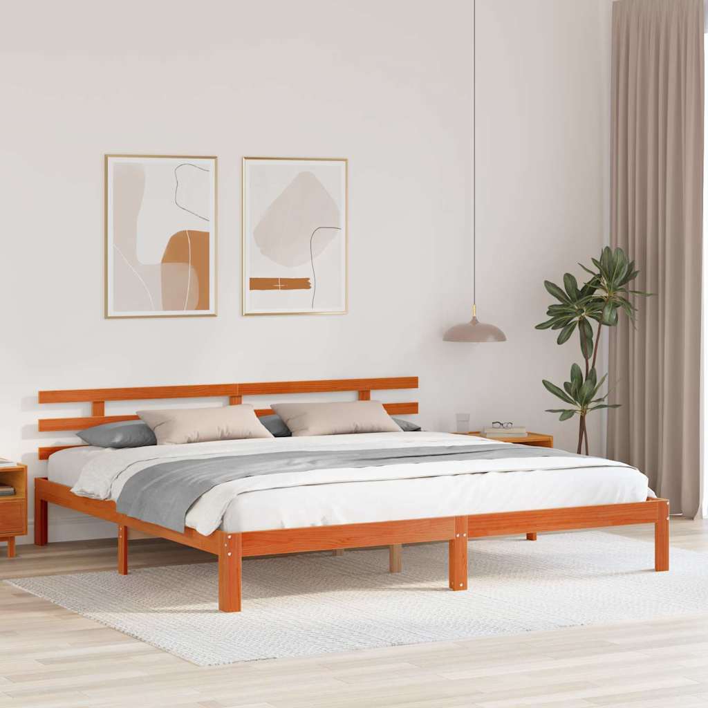 Ágykeret Faggyú barna 203.5 x 205.5 x 69.5 cm Tömör fenyőfa