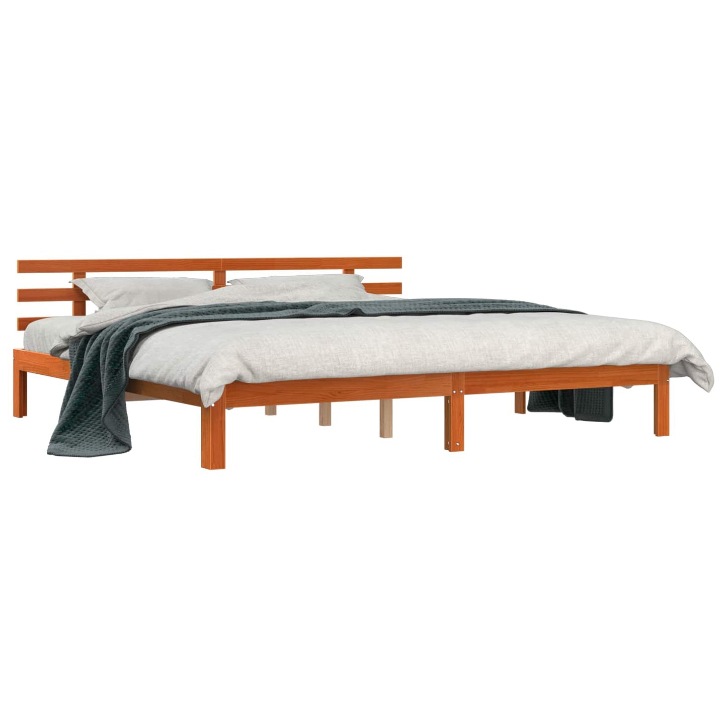 Ágykeret Faggyú barna 203.5 x 205.5 x 69.5 cm Tömör fenyőfa