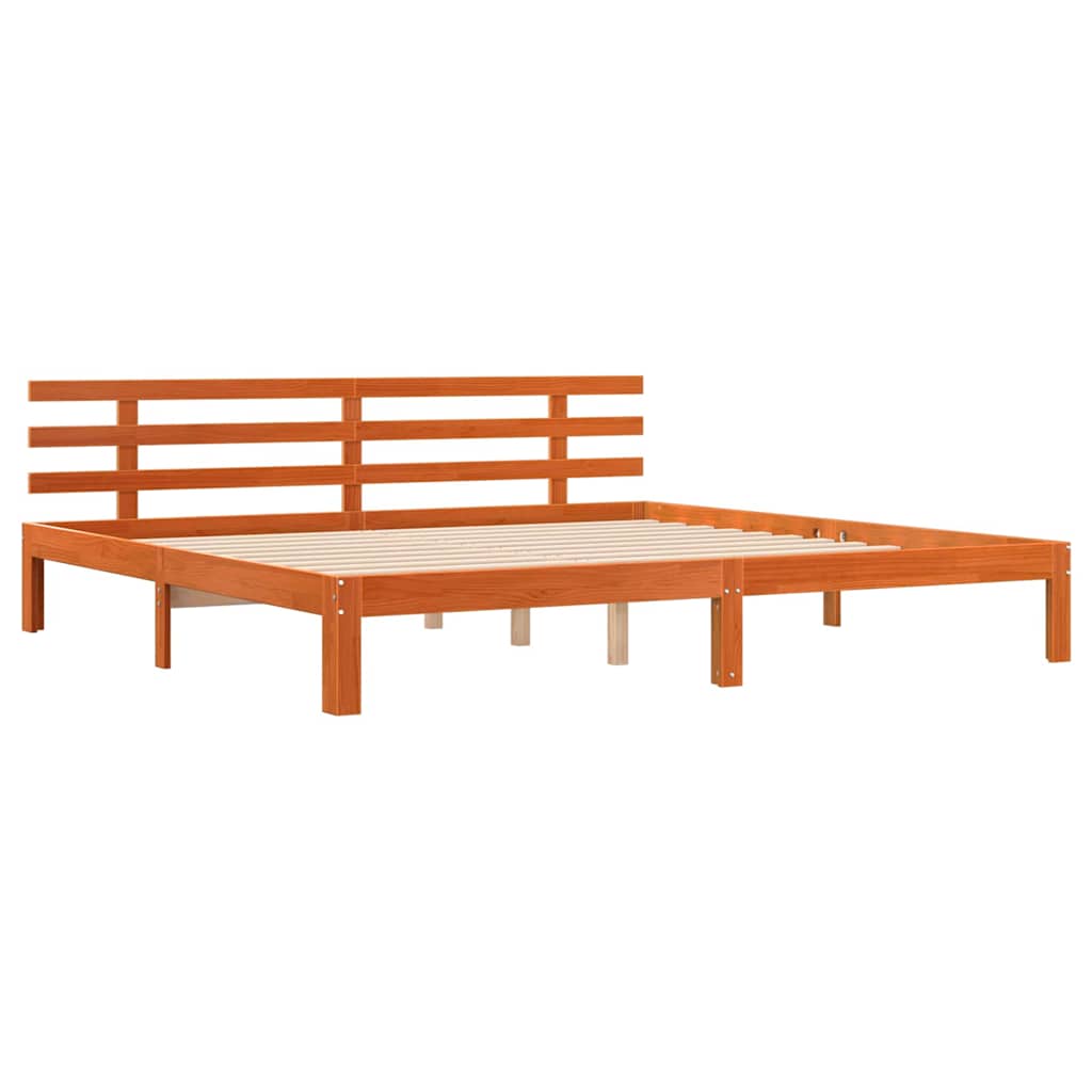 Ágykeret Faggyú barna 203.5 x 205.5 x 69.5 cm Tömör fenyőfa