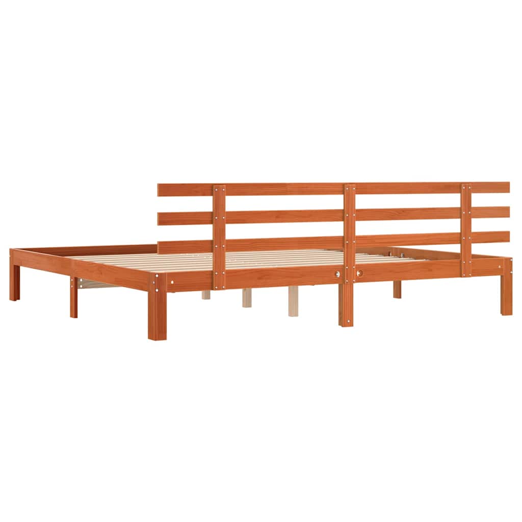 Ágykeret Faggyú barna 203.5 x 205.5 x 69.5 cm Tömör fenyőfa
