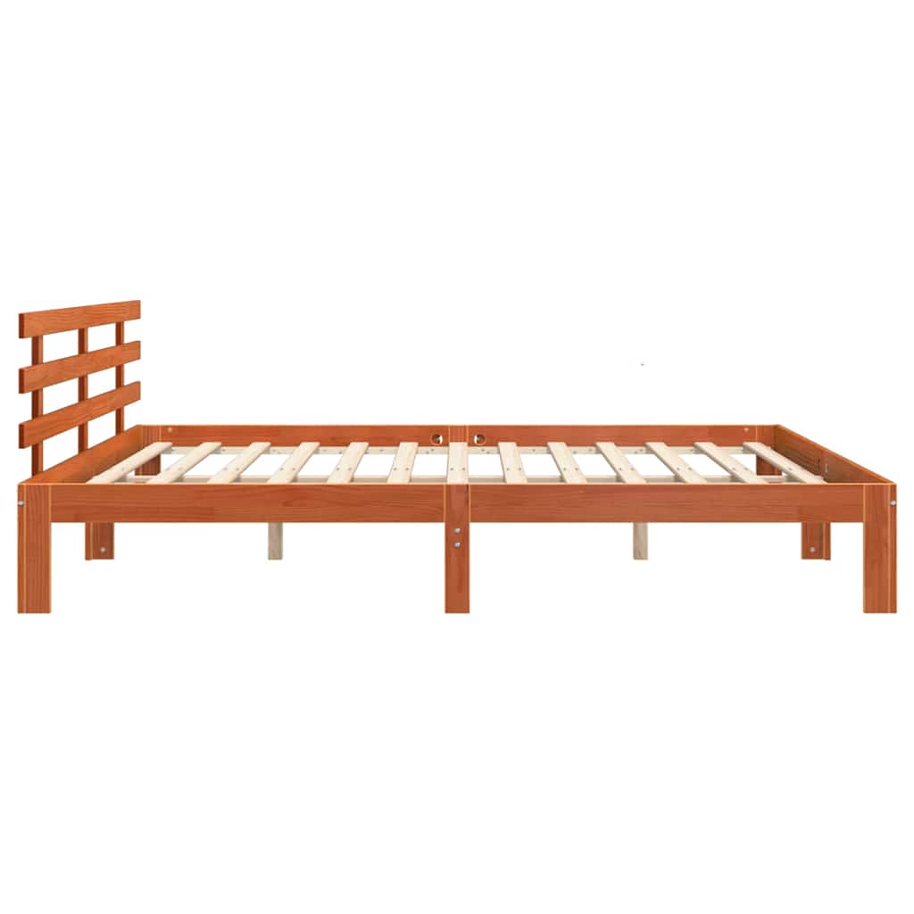 Ágykeret Faggyú barna 203.5 x 205.5 x 69.5 cm Tömör fenyőfa