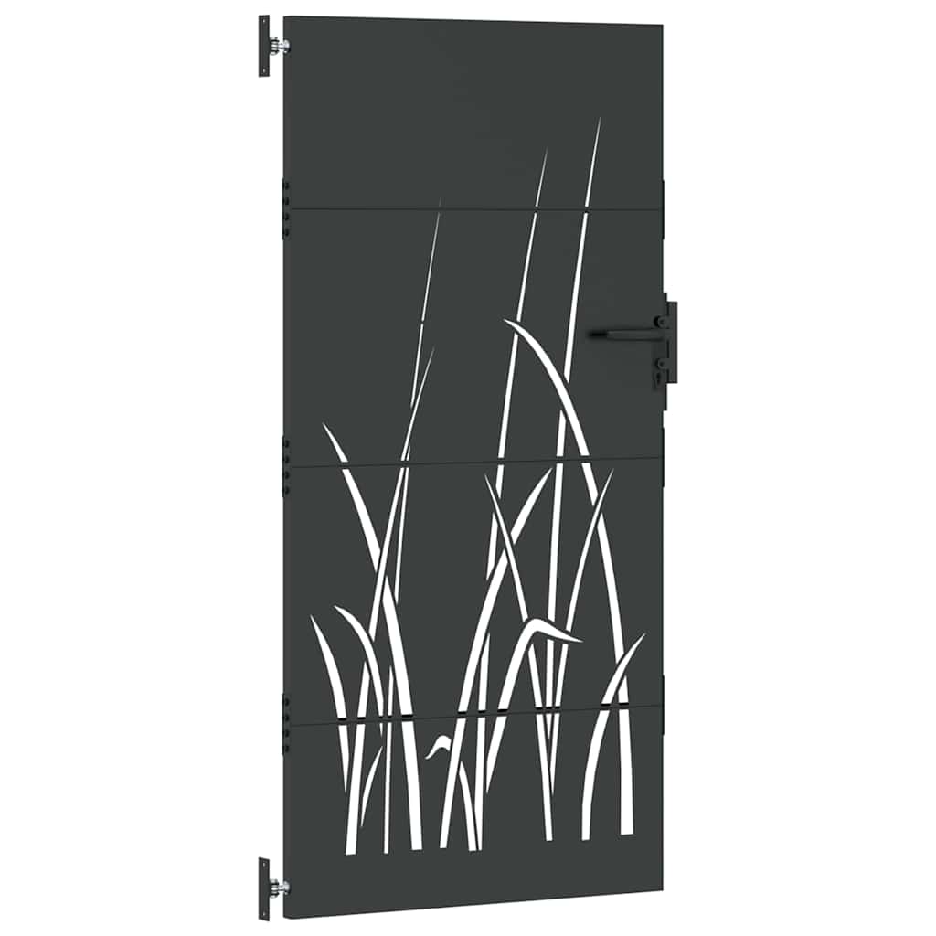 Kerti kapu zárral Fekete 85 x 200 cm Porszórt Acél