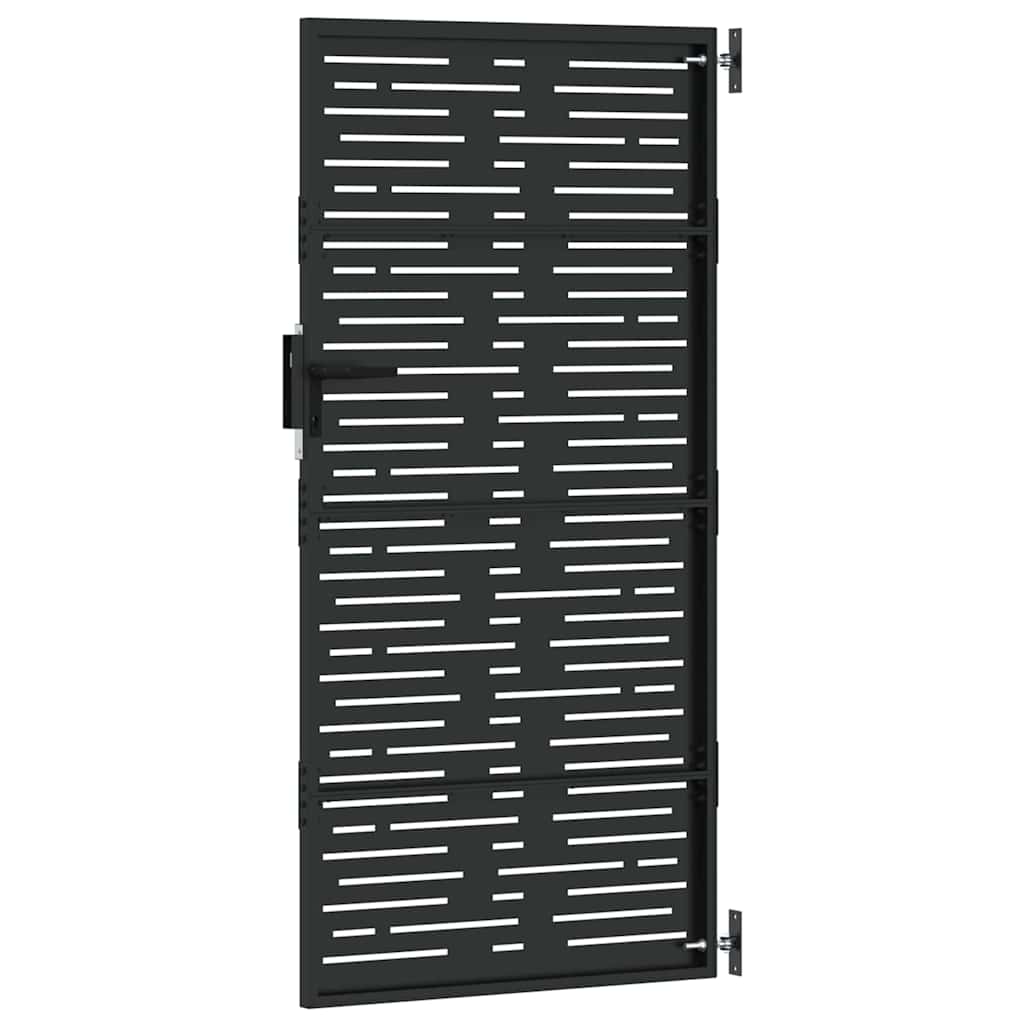 Kerti kapu 85 x 175 cm Porszórt Acél Fekete Zárolható