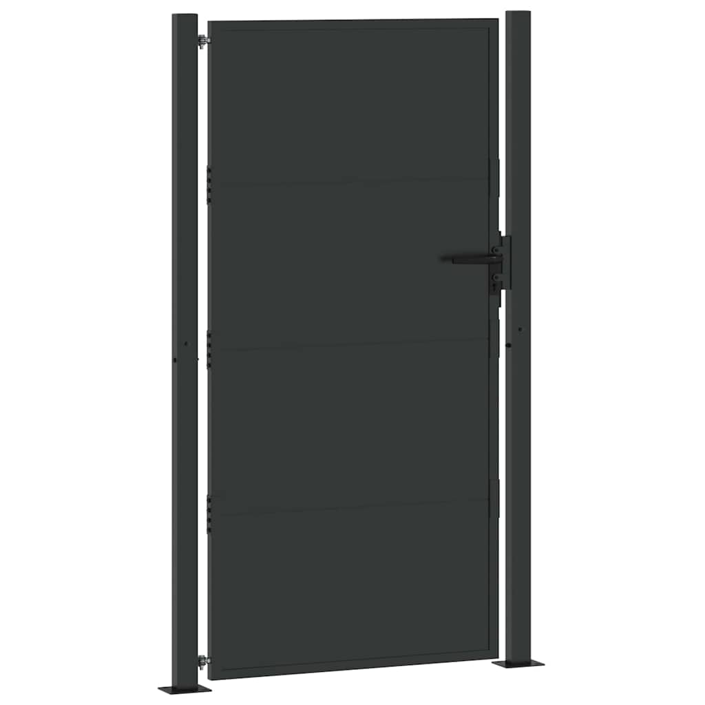 Kerti kapu 110 x 180 cm Porszórt acél Fekete Zárolható