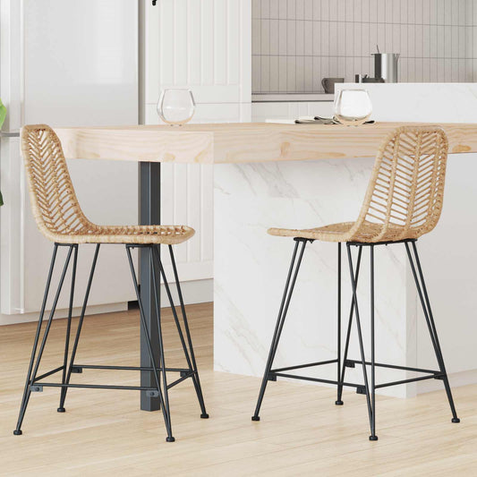 Bárszék 2 pcs 44,5 x 54,5 x 97,5 cm Rattan és Vas