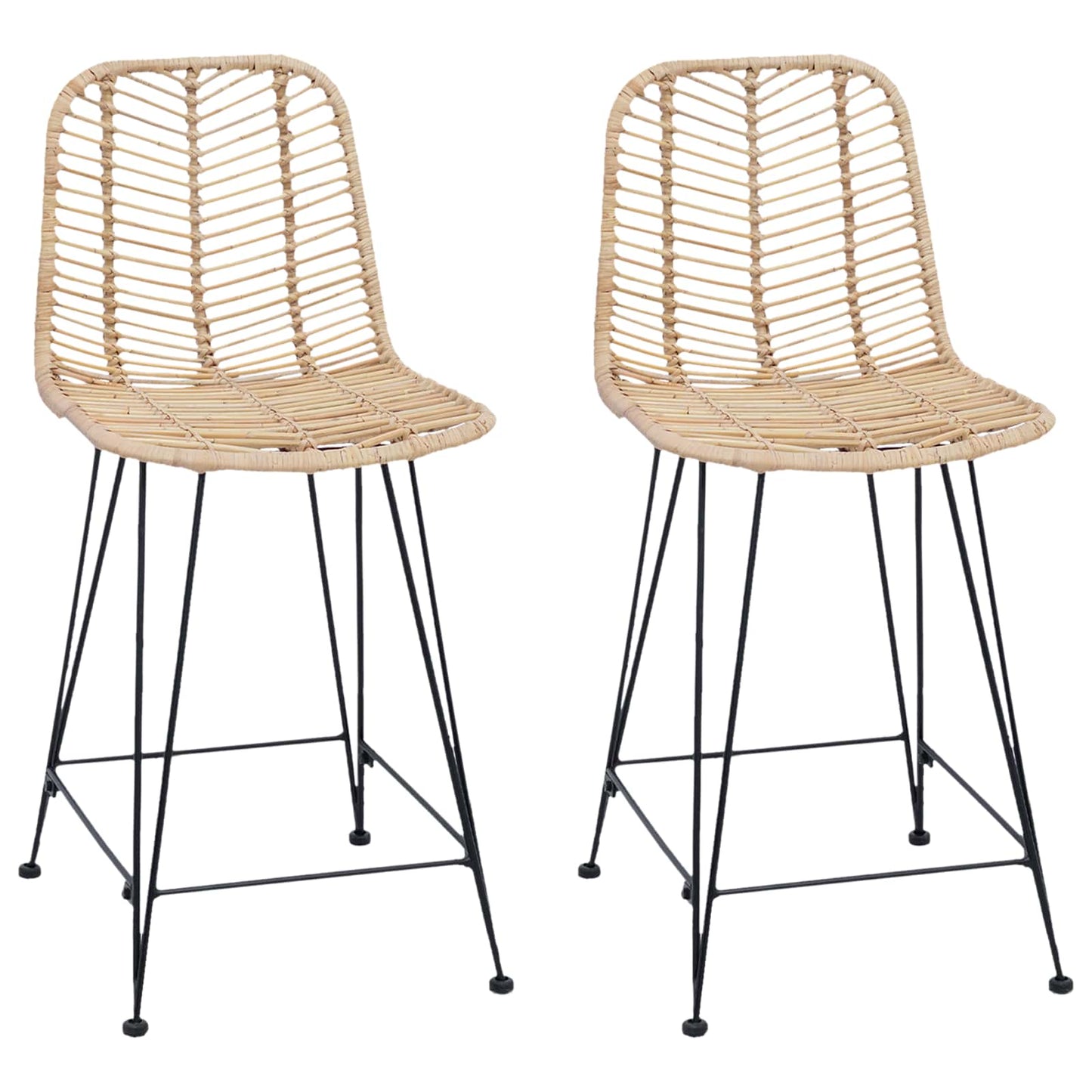 Bárszék 2 pcs 44,5 x 54,5 x 97,5 cm Rattan és Vas