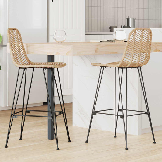 Bárszék 2 pcs 44 x 52 x 111 cm Rattan és Vas