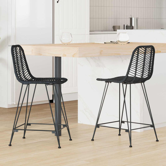 Bárszék 2 pcs 44,5 x 54,5 x 97,5 cm Rattan és Vas