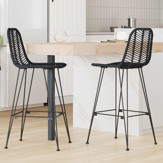 Bárszék 2 pcs 44 x 52 x 111 cm Rattan és Vas
